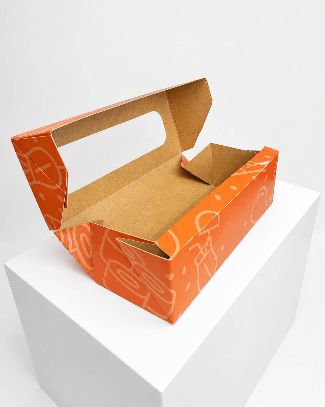 Kraft cardboard box with a transparent window for takeaway food — Pergament