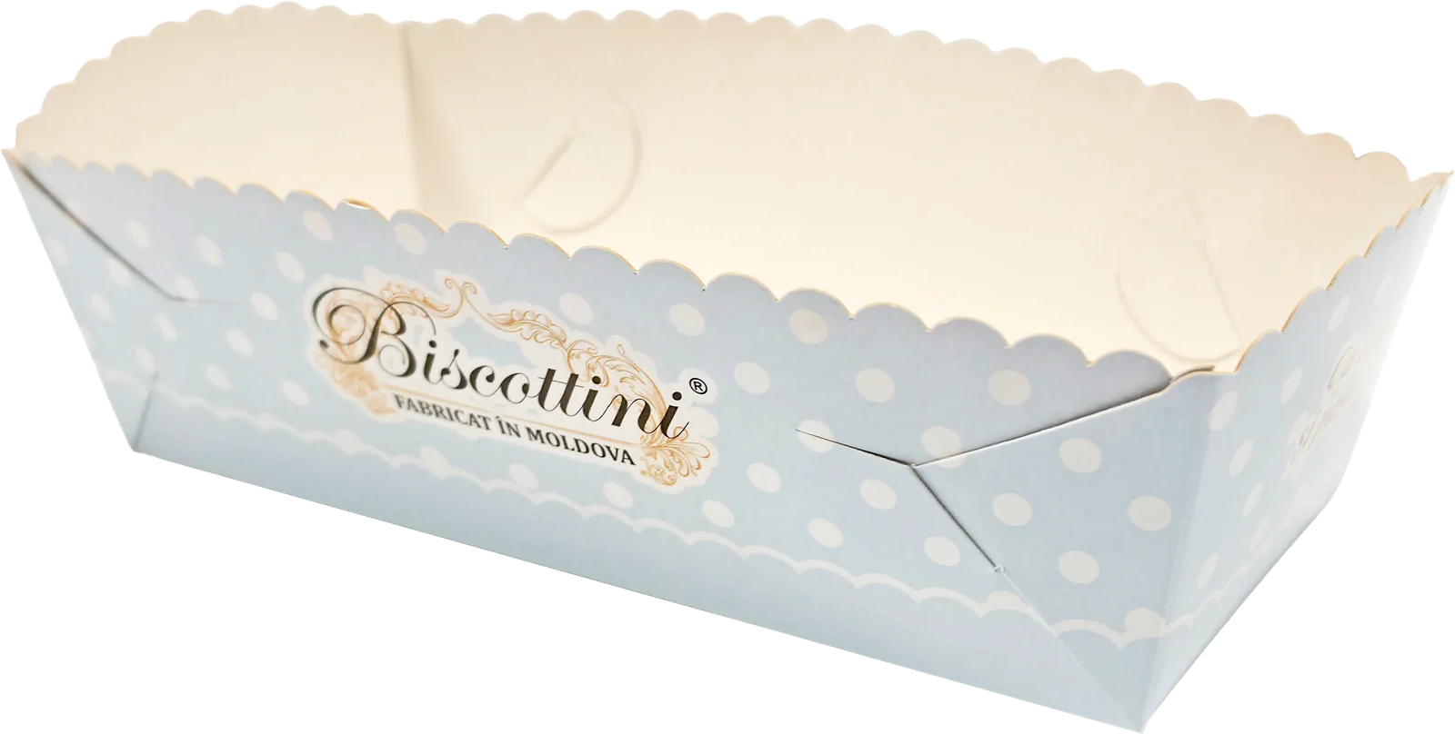 Cardboard baking tray with a scalloped edge, blue