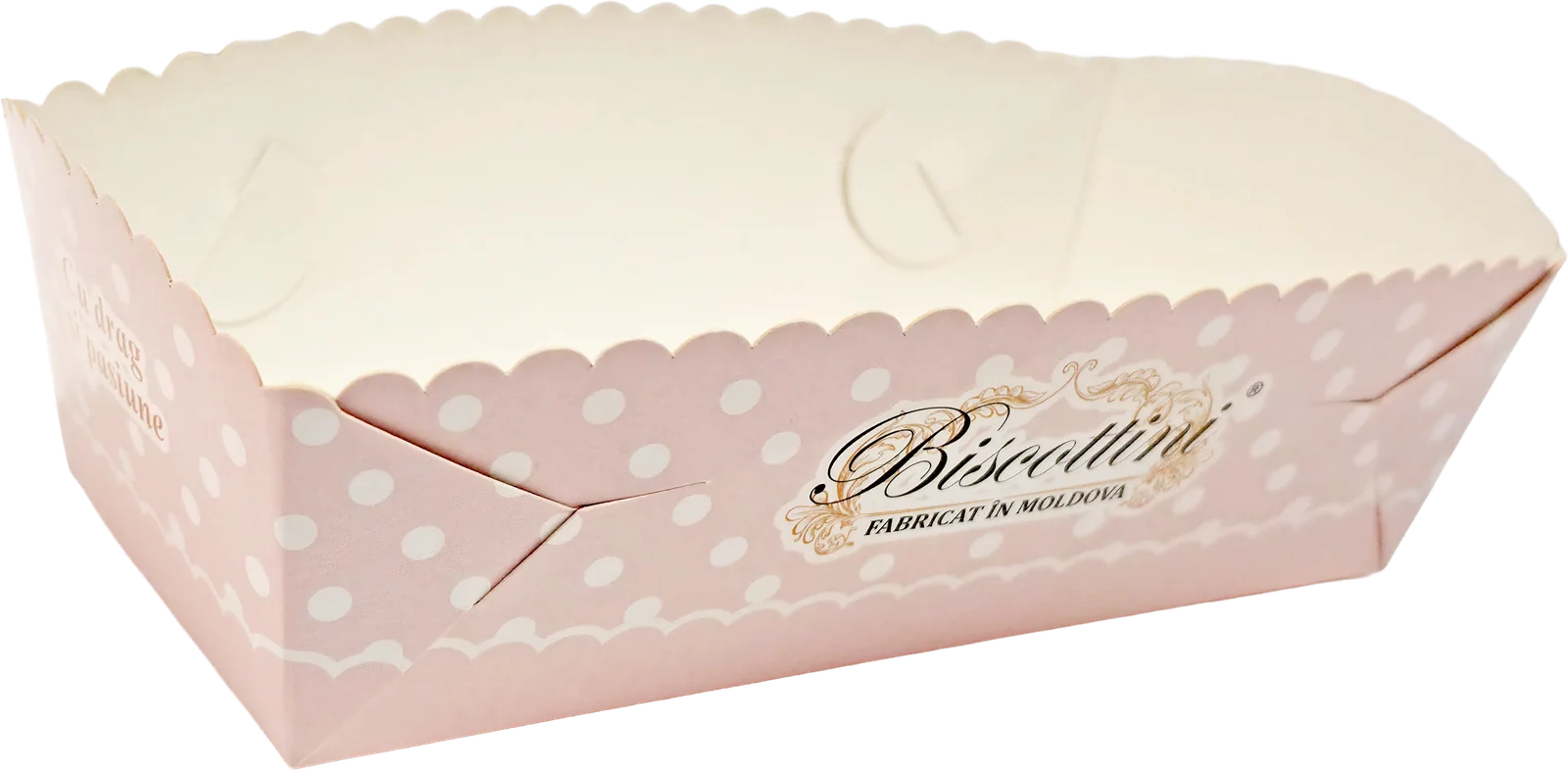 Cardboard baking tray with a scalloped edge, pink